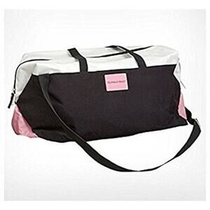 Victoria's Secret Zip Canvas Gym Over Nite Travel Bag Black Pink White NEW